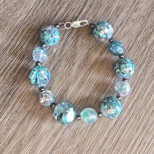 Sacred Sky Bracelet — Handmade Resin & Turquoise Beads